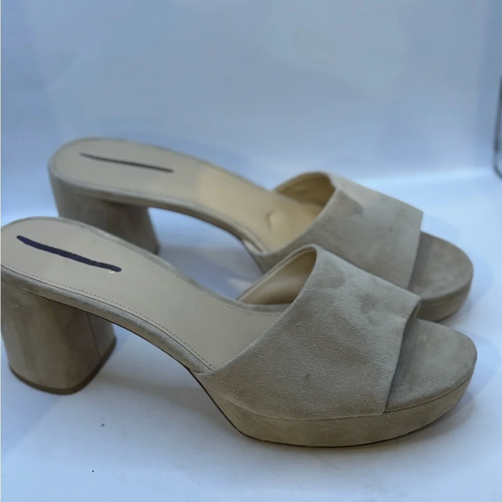 Veronica Beard Women’s‎ Size 12 Dali Block Heel Sandal Beige Suede